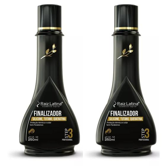 Imagem de 2 x unidades raiz latina finalizador de tutano com silicone e queratina 250 ml  cada