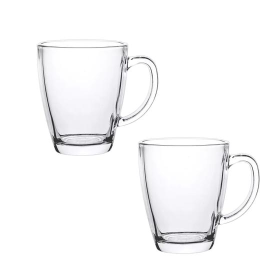 Imagem de 2 Xícara Vidro Grosso Transparente 320 ml Café Leite Chá