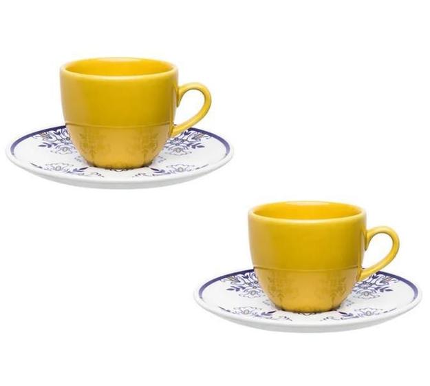 Imagem de 2 Xícaras Café Porcelana 75Ml Com Pires Coup Lisboa Oxford