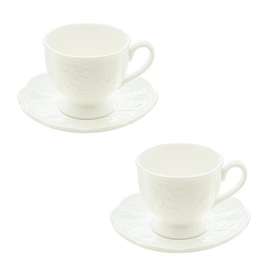 Imagem de 2 Xícaras Com Pires Porcelana Café New Bone Butterfly 100Ml