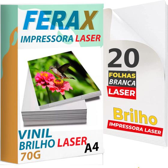 Imagem de 20 Adesivos Vinil Branco Brilho Para Impressora LASER A4