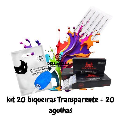 Imagem de 20 Agulhas Tattoo 20 Biqueiras Tatuagem Pintura Traço KIT