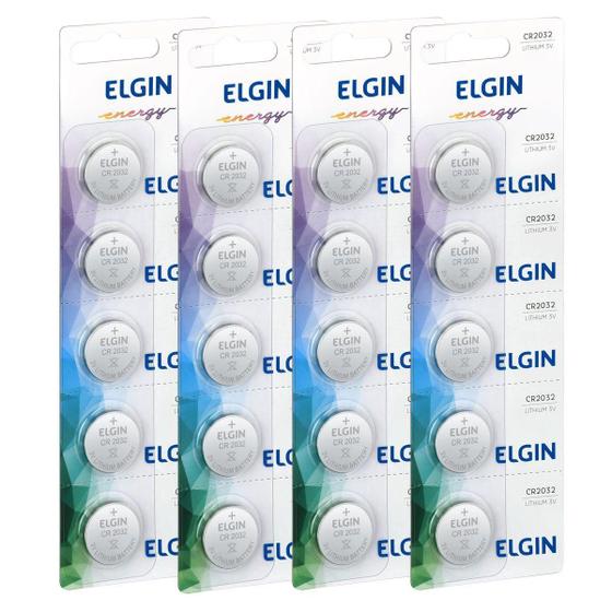 20 Baterias Pilhas Elgin Cr2032 - 4 Cartelas C/ 5 UN Menor preço em 20 Baterias Pilhas Elgin Cr2032 - 4 Cartelas C/ 5 UN