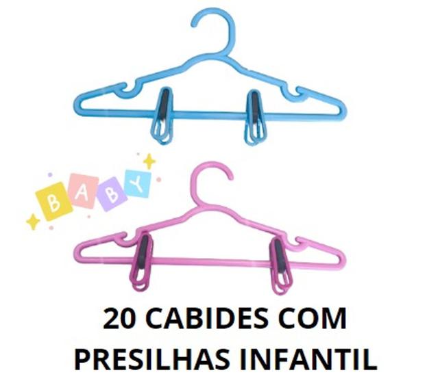 Imagem de 20 CABIDES COM PRESILHAS INFANTIL rosa ou azul (CONHECIDO COMO CABIDE SAIA)