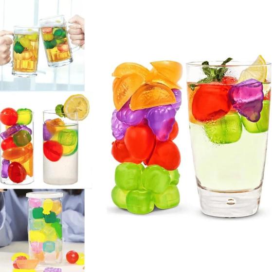 Imagem de 20 Cubos De Gelo Artificial Reutilizável Coloridos bebidas frutas