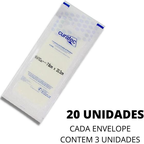 Imagem de 20 Curativo Para úlceras Lesões Petrolatum Emulsão Fácil Remoção 7,6x20,3cm (Env. 3 unid.)