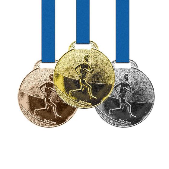 Imagem de 20 Medalhas Corrida Metal 35mm Ouro Prata Bronze