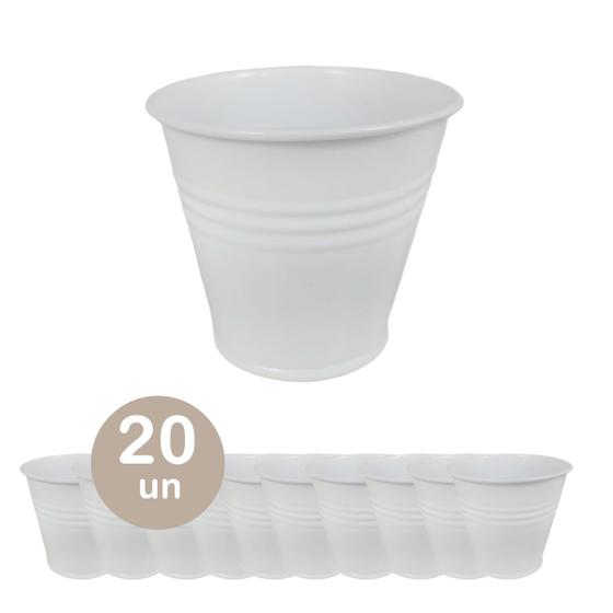 Imagem de 20 Mini vaso cachepot metal decorativo vasinho festas branco