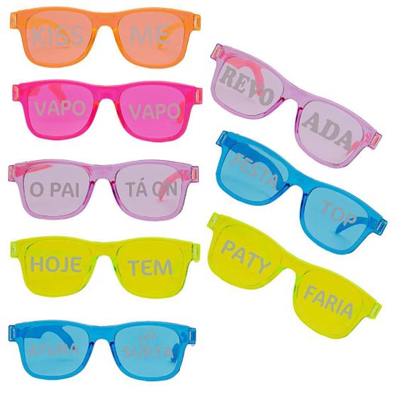 Imagem de 20 Oculos Cristal Frases Sortidos Balada Bloco Carnaval Fest