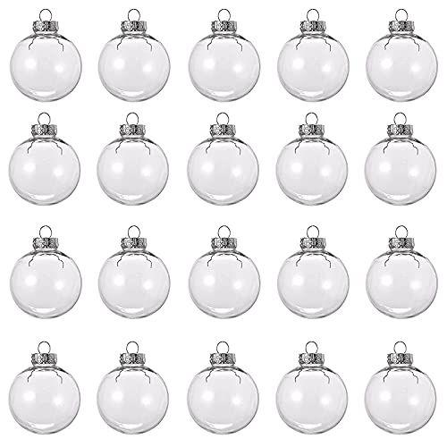 Imagem de 20 PCs Clear Plastic Fillable Ornament Balls, Removeable Top Clear Hanging Ornaments Ball, DIY Plastic Ornaments Round Balls, Perfect for Decoration On Christmas Trees, Wedding, Party(60mm)