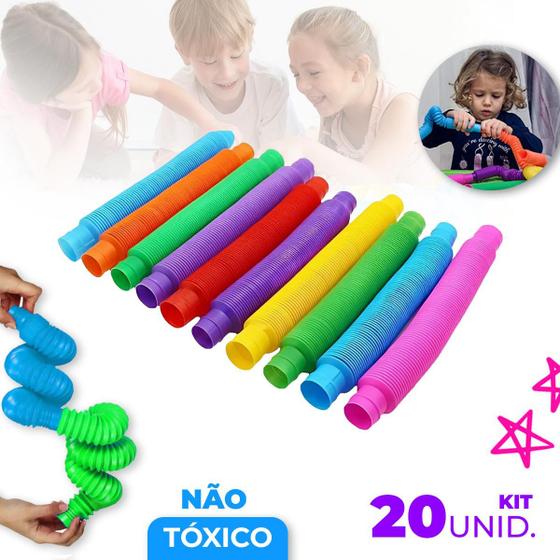 Imagem de 20 Poptube Tubo Fidget Tube Toys Folding Pop It Cor Colorido