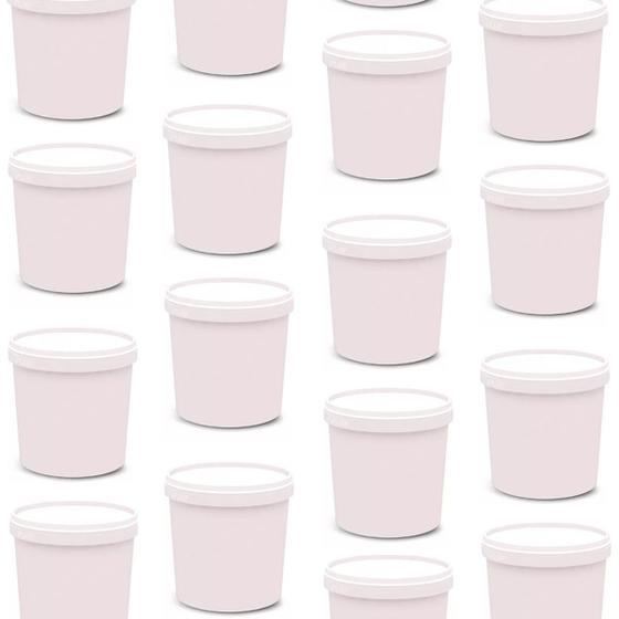 Imagem de 20 Potes Para Alimentos 900 ML Branco PP Com Tampa 13x9,5Cm