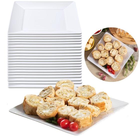 20 Pratos Rasos Brancos 21 X 21 Cm Quadrado Melamina / Prato de Entrada Utilgoods Menor preço em 20 Pratos Rasos Brancos 21 X 21 Cm Quadrado Melamina / Prato de Entrada Utilgoods