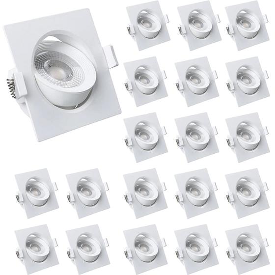 Imagem de 20 Spot Led Quadrado Direcional 5W Branco Frio 6500k Bivolt