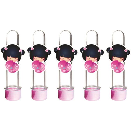 Imagem de 20 Tubetes Boneca Kokeshi rosa - Envio Imediato