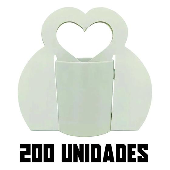 Imagem de 200 Caixas Caixinhas Embalagem Tipo Bolsa Coração Para Caneca/Xícara Porcelana/Cerâmica 325ml