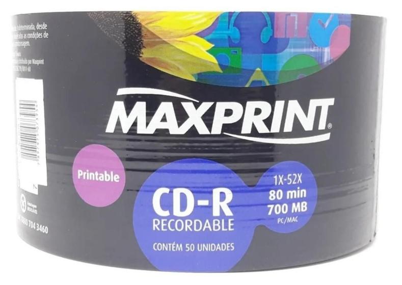 Imagem de 200 cd-r printable maxprin 700mb 80minutos 52x     