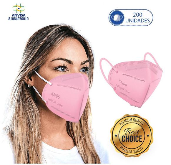 Imagem de 200 Máscaras Descartáveis Rosa KN95 PFF2 WWDoll Cód Anvisa