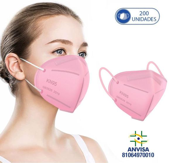 Imagem de 200 Máscaras Respiratórias KN95 PFF2 WWDoll 5 Camadas Rosa