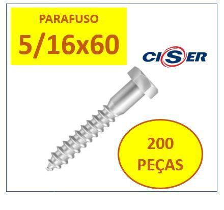 Imagem de 200 Pçs Parafuso Sextavado Soberba  Ciser  5/16x60