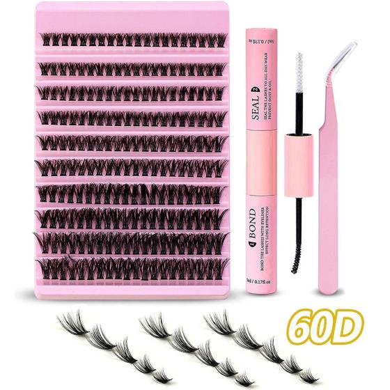 Imagem de 200 Peças Kit De Extensão De Cílios Diy D Curl 8-16mm Mix Clusters De Cílios Com Ligação E Vedação