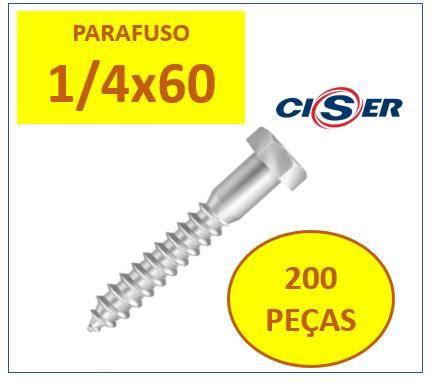 Imagem de 200 Peças Parafuso Sextavado Soberba Ciser  1/4 x 60