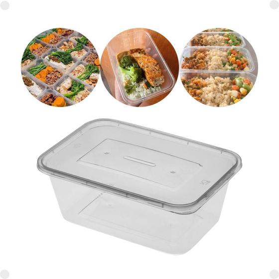 Imagem de 200 Pote Plástico Marmita Fitness 750Ml Prática Transparente