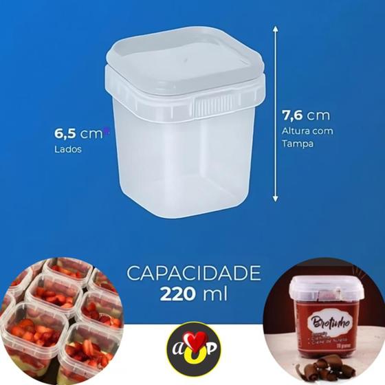 Imagem de 200 Potes Quadrado com Lacre 220ml Bolo No Pote