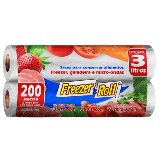 Imagem de 200 Sacos Para Alimentos Freezer Dover Roll 3 Litros 