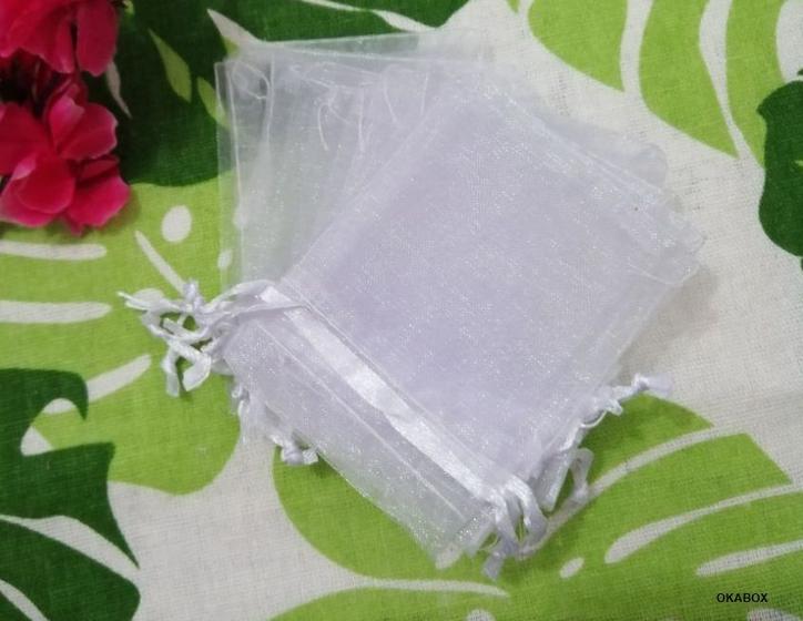 Imagem de 200 saquinhos de organza Fita Cetim Branco 10x15