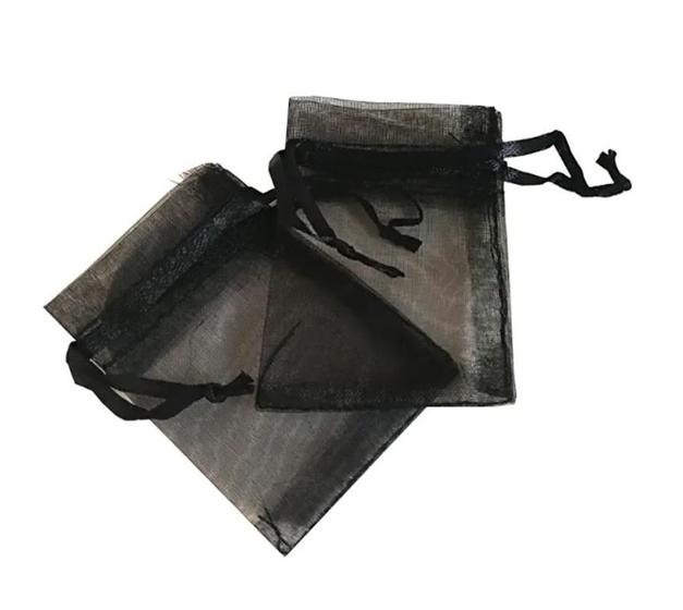 Imagem de 200 Saquinhos de organza preto 7x9 com fita cetim