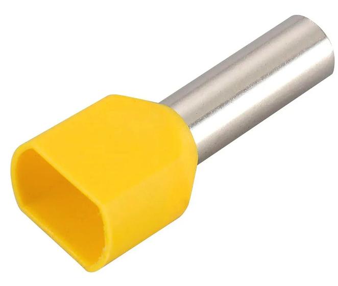 Imagem de 200 Terminal Tubular Ilhós Duplo Pré-isolado 6mm Amarelo