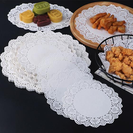 Imagem de 200 Toalhas Papel Rendado Doilies Fundo Bandeja 16,5cm