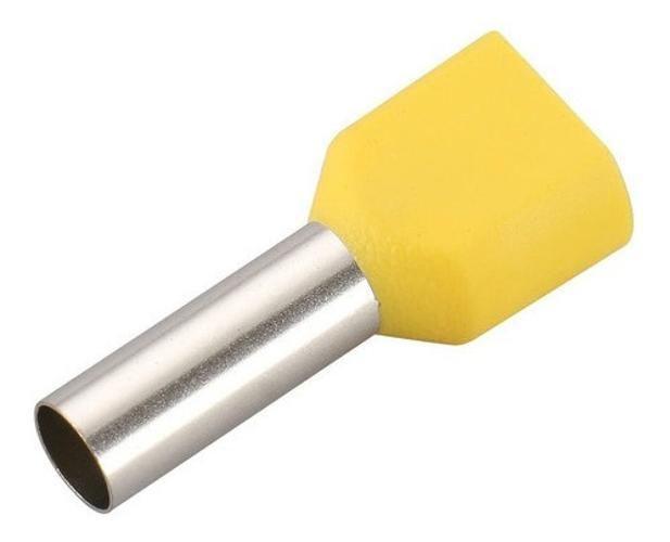 Imagem de 200 X Terminal Conector Tubular Ilhós Duplo 6,0Mm Amarelo