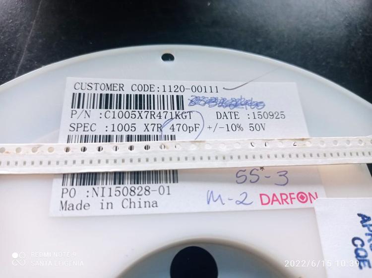 Imagem de 2000x Capacitor 470pf/50v 0402 Smd 0,5x1mm X7r 10% Darfon