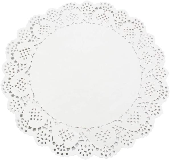 Imagem de 200un Papel Rendado Fundo Bandeja Doilies Branco 18,5 cm