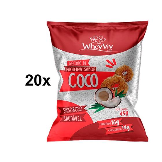 Imagem de 20x Biscoito Fit De Coco (sem Açúcar) - Wheyviv - 45g