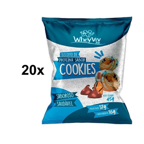 Imagem de 20x Biscoito Fit De Cookies (sem Açúcar) - Wheyviv - 45g