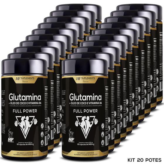 Imagem de 20x GLUTAMINA FULL POWER 1450MG 60CAPS HF SUPLEMENTS ATACADO