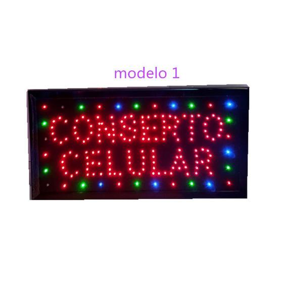 Imagem de 220v placa led letreiro luminoso escrito Conserto celular 