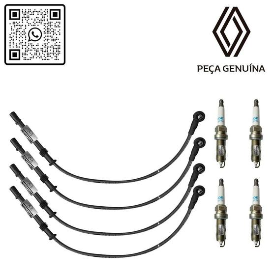 Imagem de 224404659r - kit de cabos de vela + 4 velas do motor - motor 1.0 16v d4d hiflex - clio ii/logan/logan ii/sandero/sandero ii/twingo/kangoo