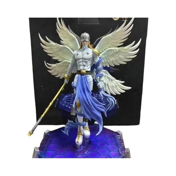 22cm Holy Angemon LED Action Figure Digimon Adventure Anime PVC Estátua ...