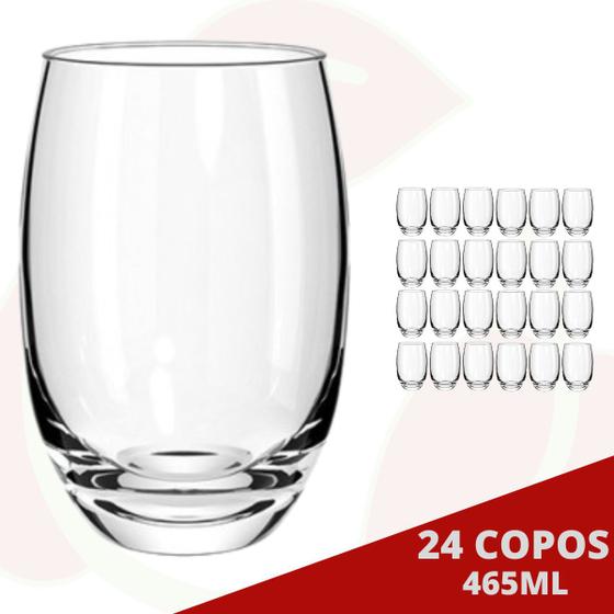 Imagem de 24 Copo de Vidro Aruba Redondo 465ML Suco Água Drinks Nadir