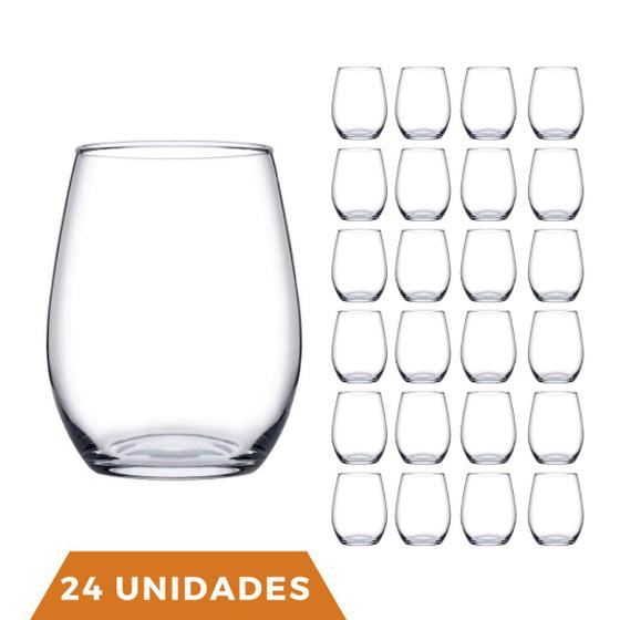 Imagem de 24 Copos De Vidro Transparente Redondo Amber Pasabahçe 440ml