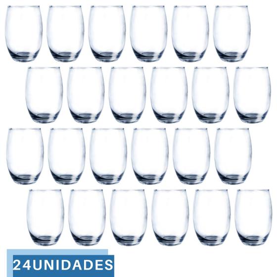 Imagem de 24 Copos Vidro Duravel Transparente Redondo 465ml Aruba Nadir