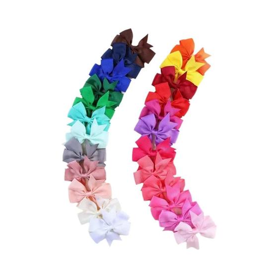 Imagem de 24 Grampos de Cabelo com Laço de Gorgorão para Meninas - Kit com 24 Peças