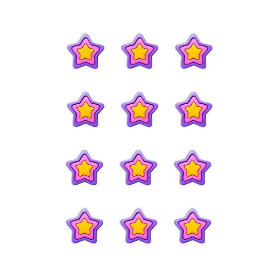 Imagem de 24 Imãs De Estrelas Triplas Para Geladeira E Murais - Lilás