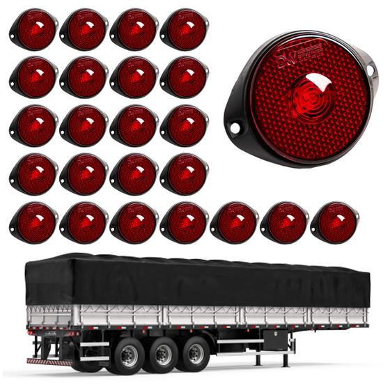Imagem de 24 Lanterna Frontal Carreta LED Rubi 65mm c/ Sup. - Conect.
