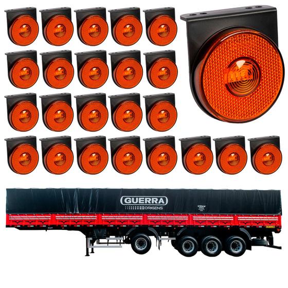 Imagem de 24 Lanterna Lateral Guerra LED Âmbar 85mm c/ Suporte - Fio