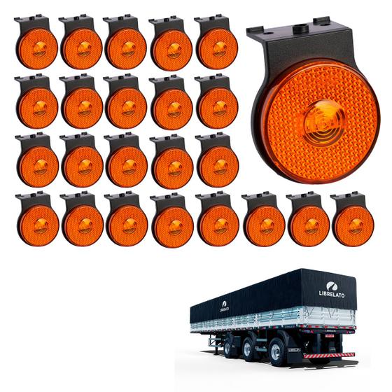 Imagem de 24 Lanterna Lateral Librelato LED Âmbar 65mm C/ Sup. e Conec